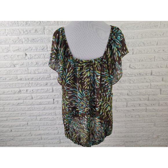 Ashley Stewart Women Top 20W Plus Short Sleeve On Off Shoulder Blue WAT52E - Picture 5 of 7